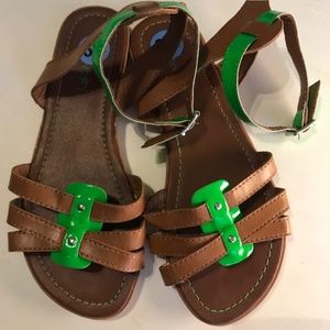 Brown Sandals with Fluorescent Green